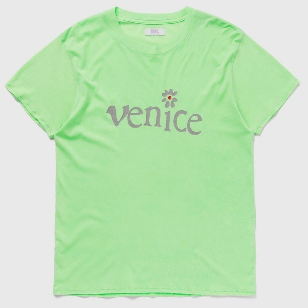 NWT Erl Venice Green Tee Shirt Be Nice Print Unisex Signature Design Brand New